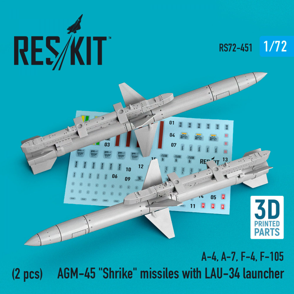 1/72 AGM-45 'Shrike' missiles w/ LAU-34 launcher