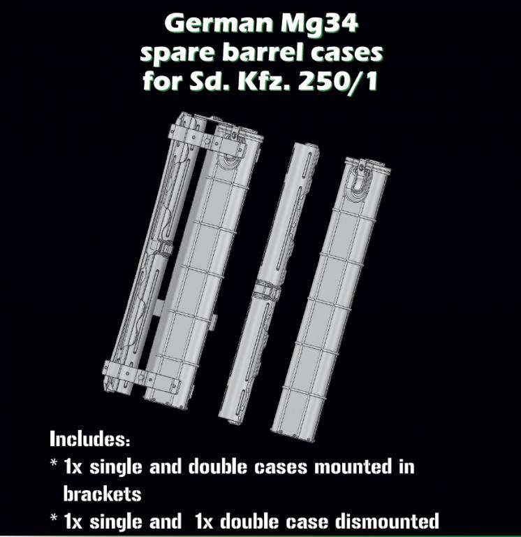 1/35 German MG34 spare barrel cases Sd.Kfz.250/1