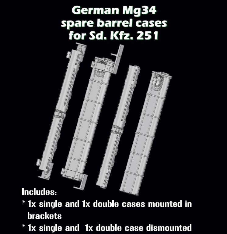 1/35 German MG34 spare barrel cases Sd.Kfz.251