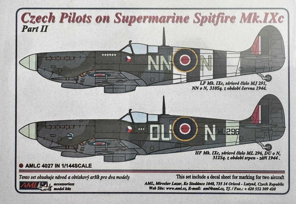 1/144 Decals Czech pilots S.Spitfire Mk.IXc - Pt.2