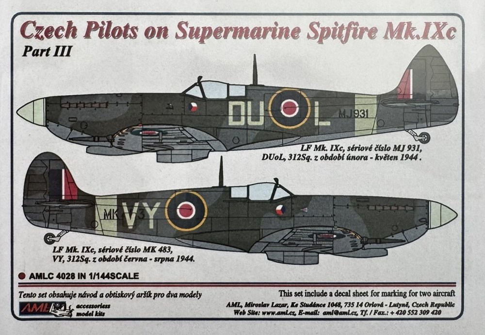 1/144 Decals Czech pilots S.Spitfire Mk.IXc - Pt.3