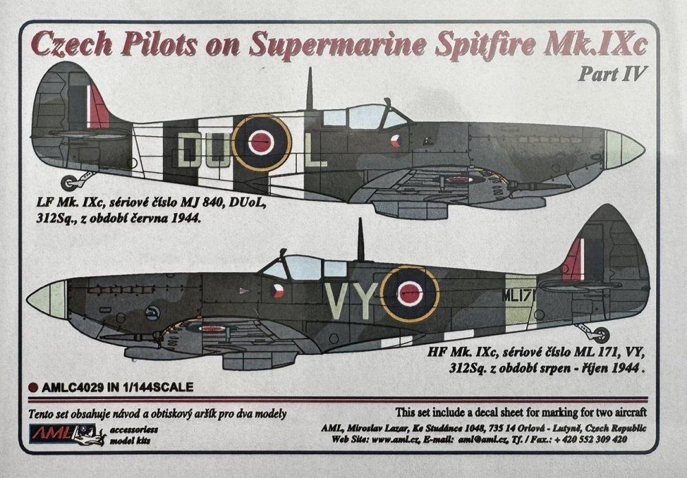 1/144 Decals Czech pilots S.Spitfire Mk.IXc - Pt.4