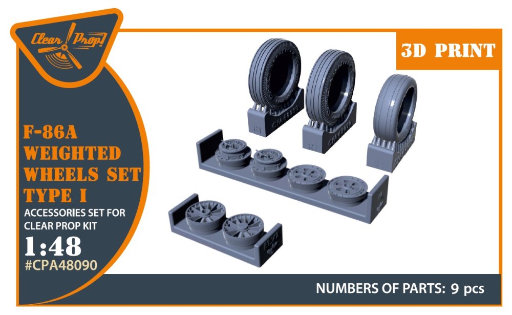 1/48 F-86A weighted wheels type 1 (CL.PROP)