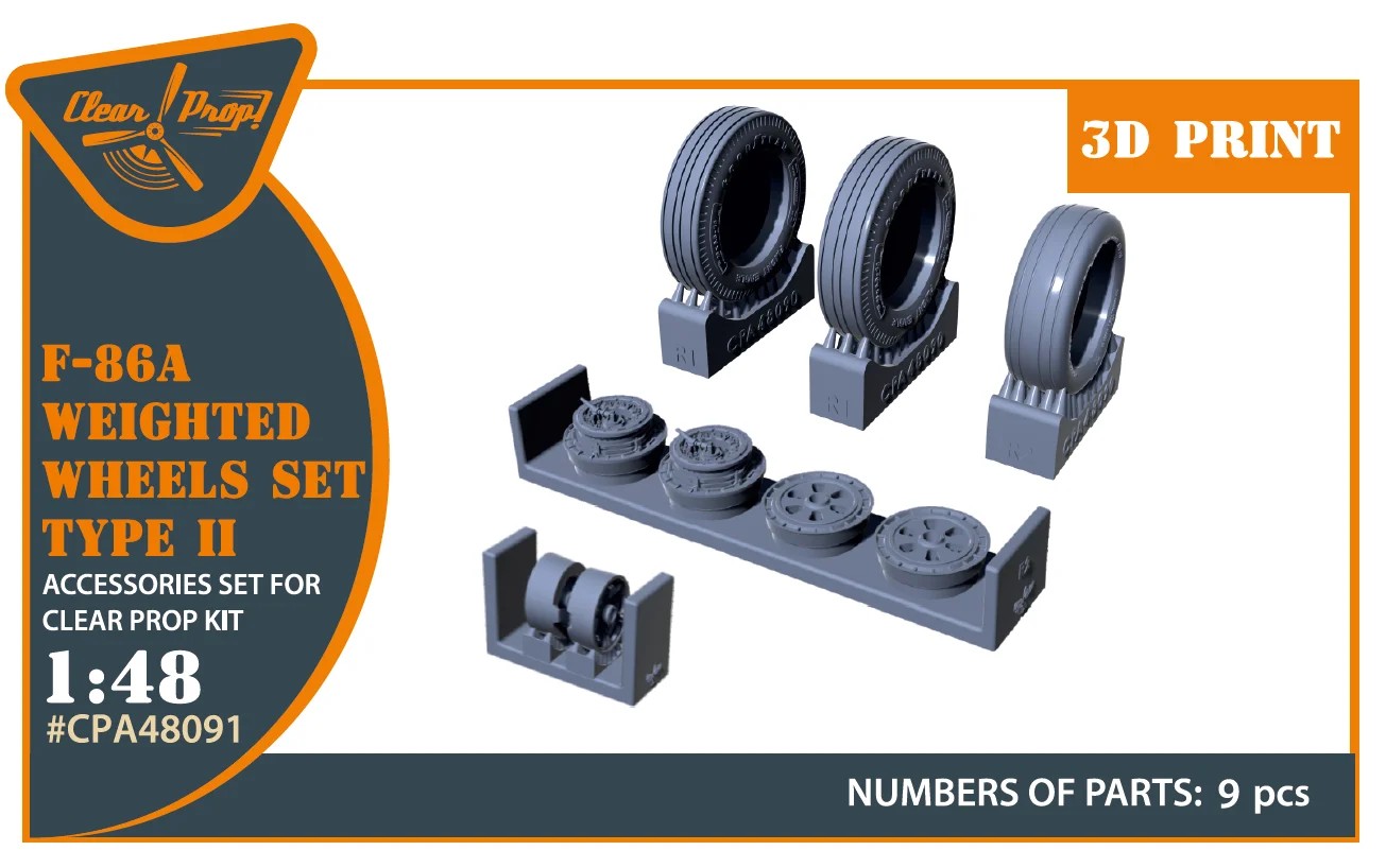1/48 F-86A weighted wheels type 2 (CL.PROP)