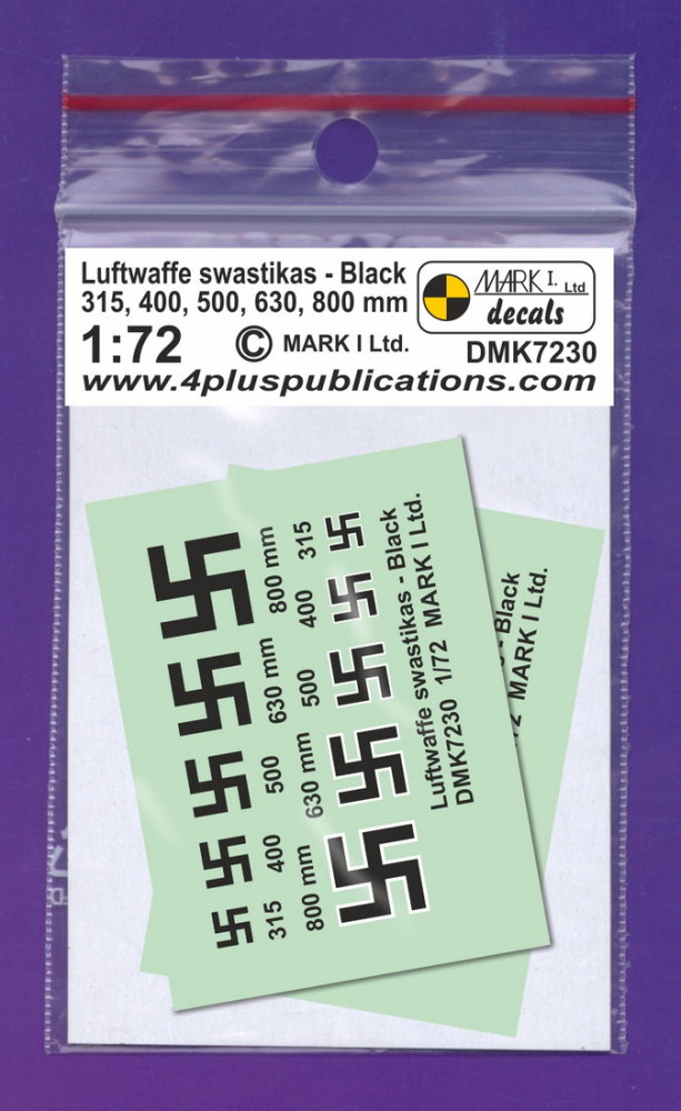 1/72 Decals Luftwaffe swastikas - black (2 sets)