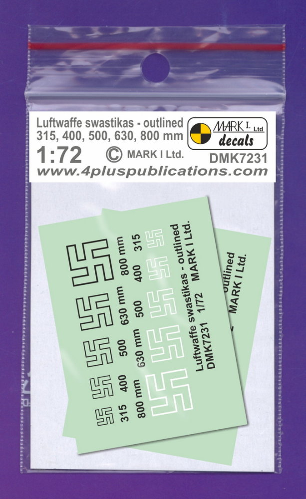 1/72 Decals Luftwaffe swastikas outlined (2 sets)