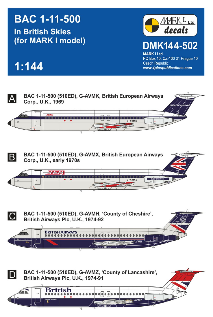 1/144 Decals BAC 1-11-500 'In British Skies'