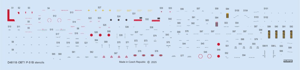 1/48 Decal P-51B stencils (EDU)