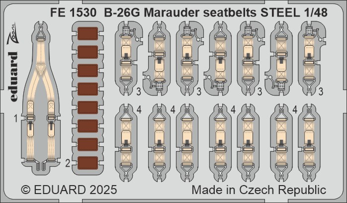1/48 B-26G Marauder seatbelts STEEL (ICM)