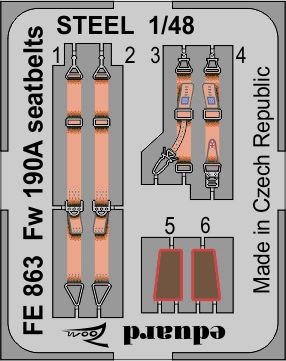1/48 Fw 190A seatbelts STEEL (EDU)