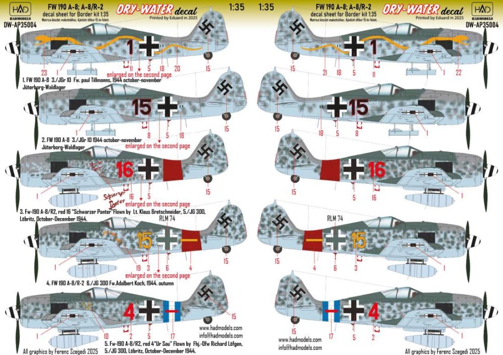 1/35 Decal Fw 190 A-8 / A-8/R-2 (dry-water)