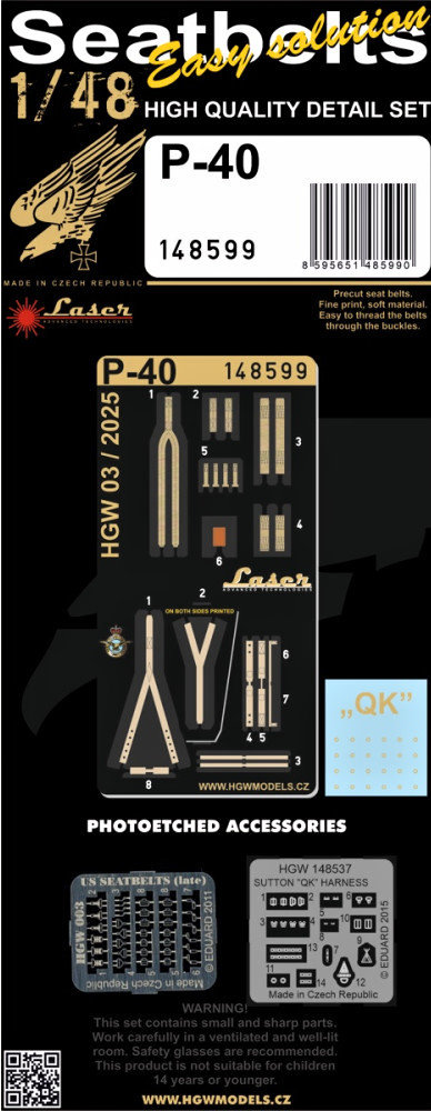 1/48 Seatbelts P-40 (EDU) laser