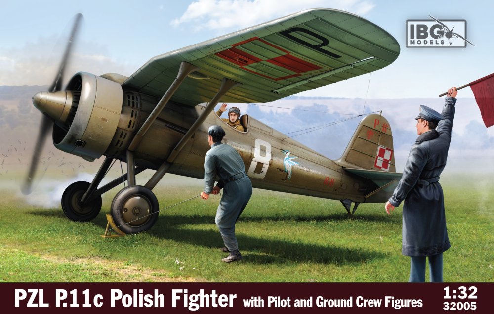 1/32 PZL P.11c Polish Fighter w/ Pilot&Ground Crew