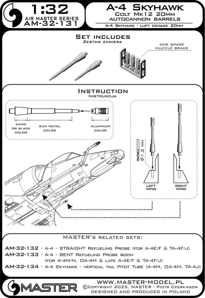1/32 A-4 Skyhawk Colt Mk12 20mm autocannon barrels