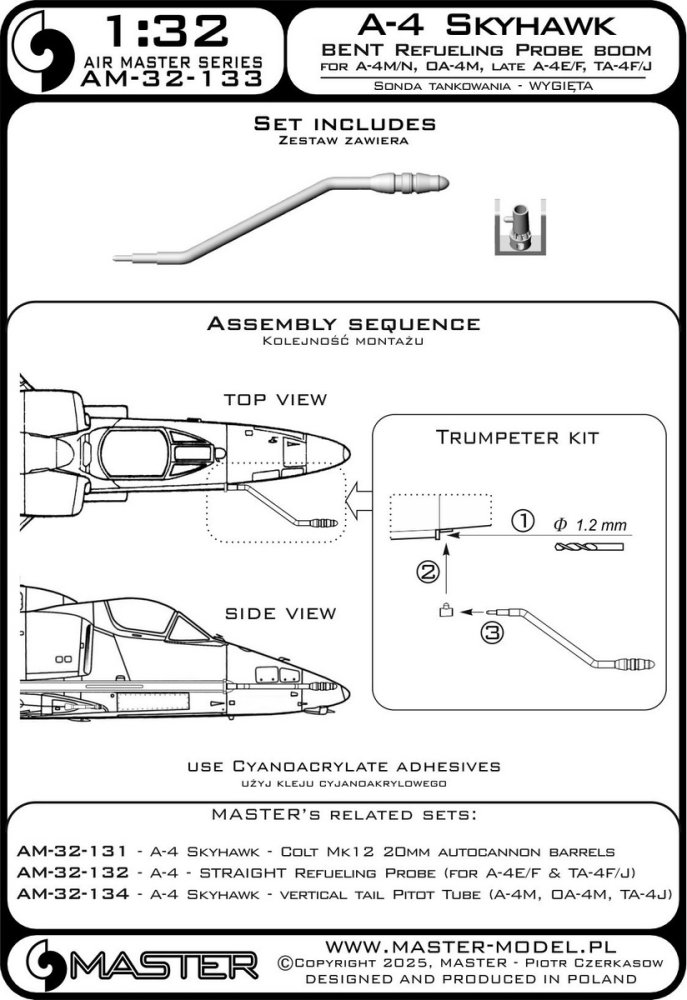 1/32 A-4 Skyhawk BENT refueling probe boom 