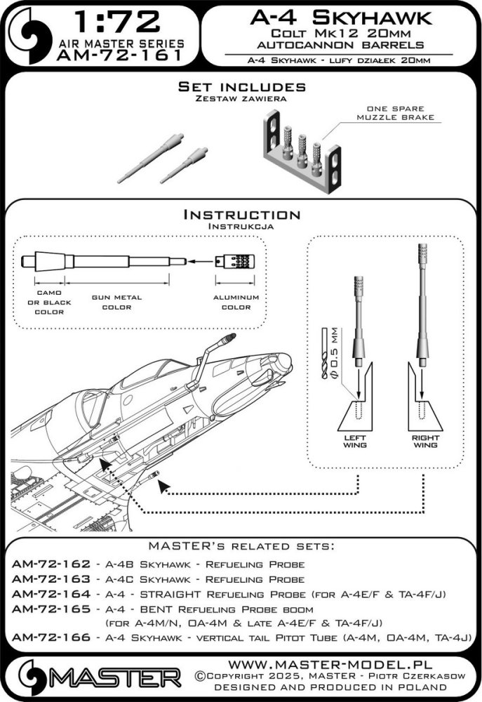 1/72 A-4 Skyhawk Colt Mk12 20mm autocannon barrels