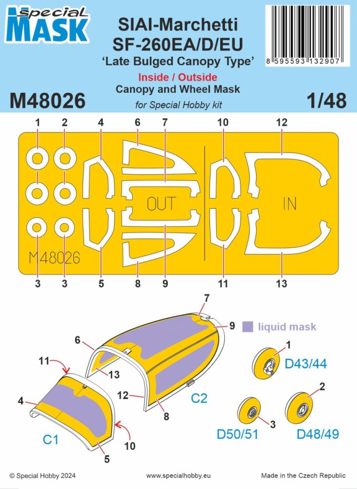 1/48 Mask SF-260EA/D/EU Late Bulged Canopy (SP.H.)