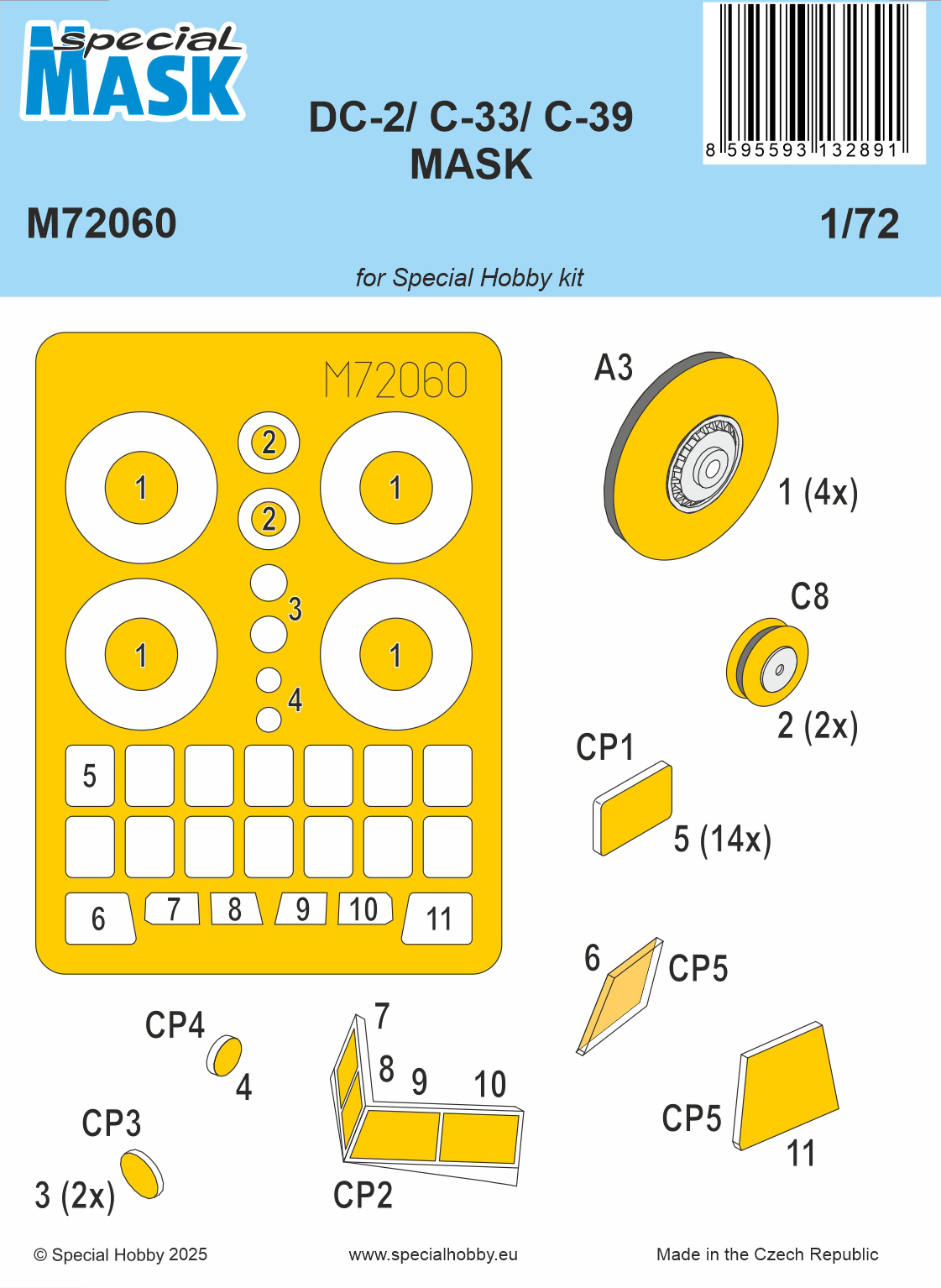1/72 Mask for DC-2 / C-33 / C-39 (SP.HOBBY)