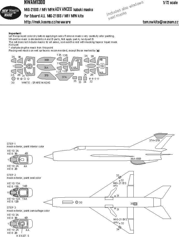 1/72 Mask MiG-21 bis/MF/MFN ADVANCED (EDUARD)