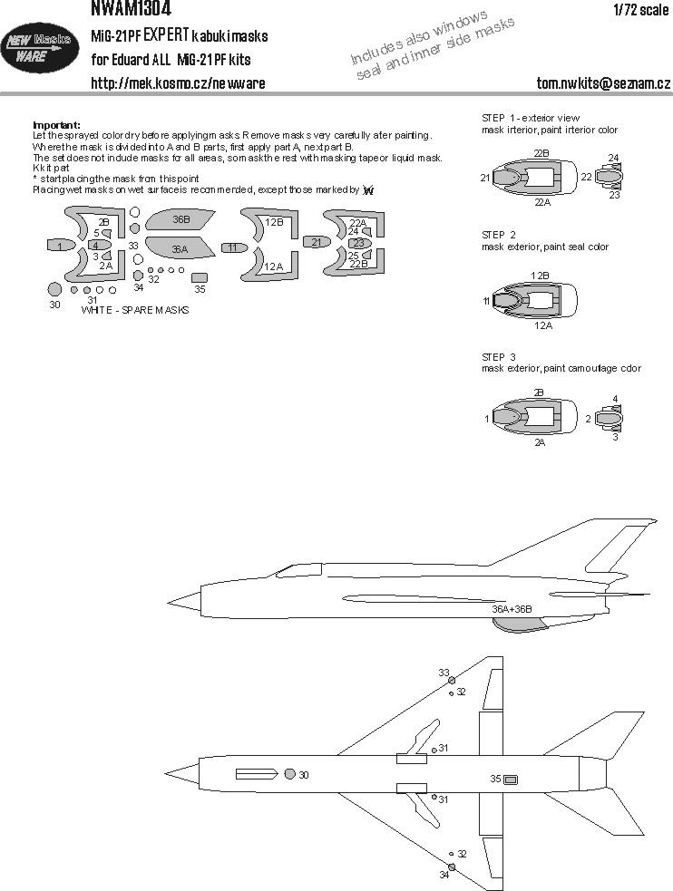 1/72 Mask MiG-21 PF EXPERT (EDUARD)