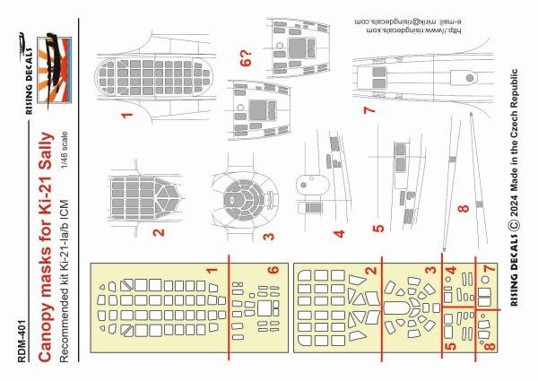 1/48 Canopy mask for Ki-21 'Sally' (ICM)