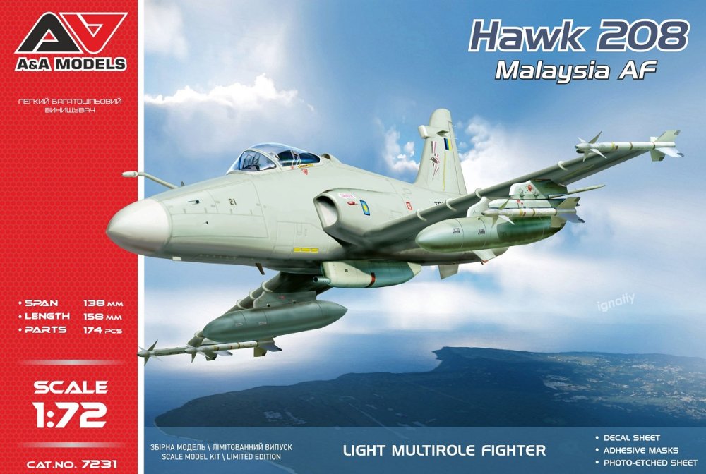 1/72 Hawk 208 light fighter Malaysian AF (3x camo)