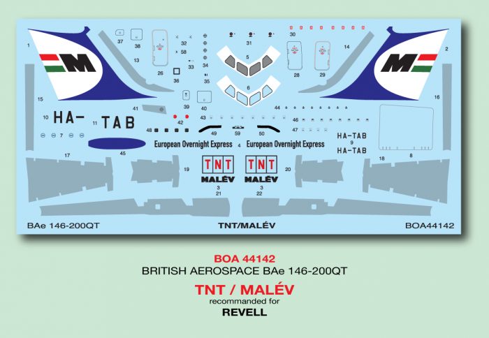 1/144 Decals Brit.Aerospace 146-200 Malév TNT
