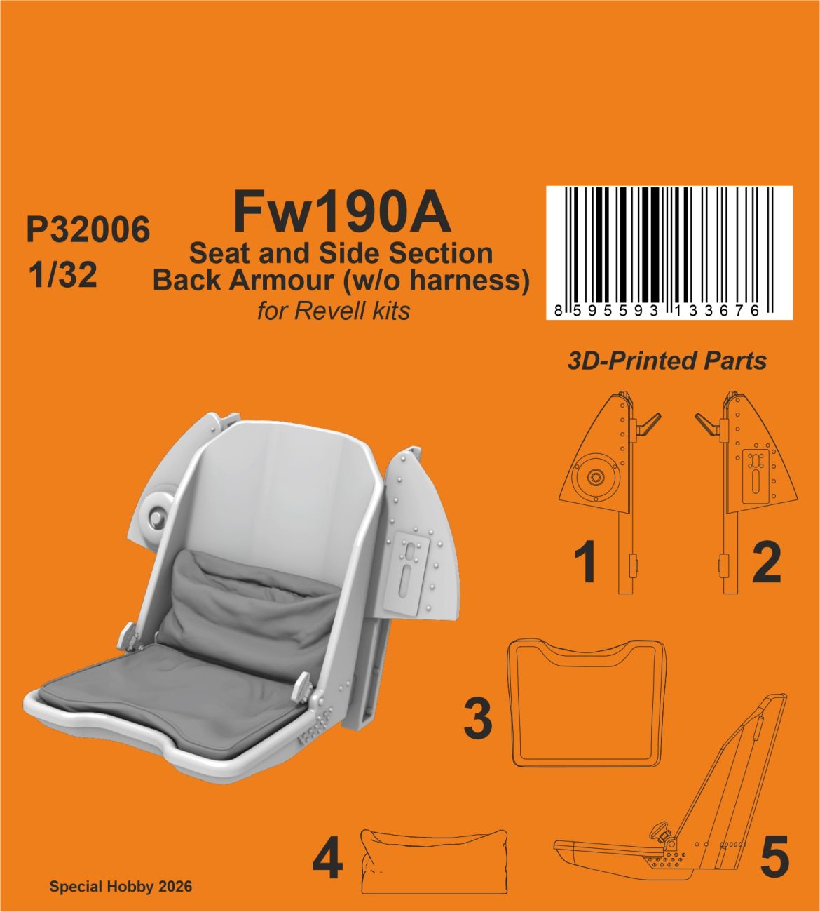 1/32 Fw 190A Seat w/o harness (3D-Print)