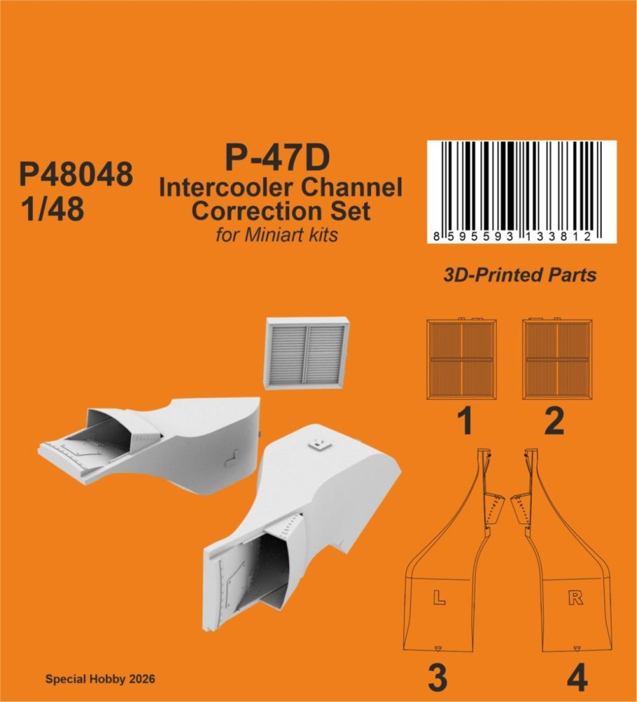 1/48 P-47D Intercooler Channel Correct.Set (MINA)