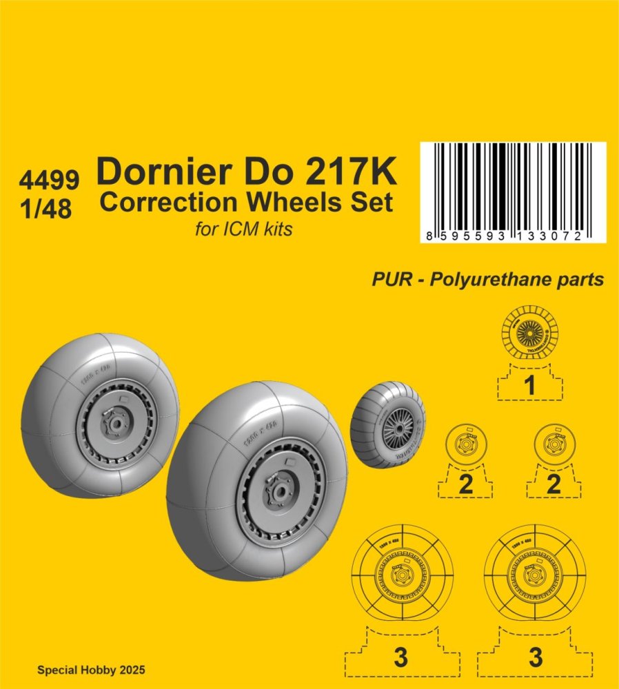 1/48 Dornier Do 217 Wheels Correction Set (ICM)