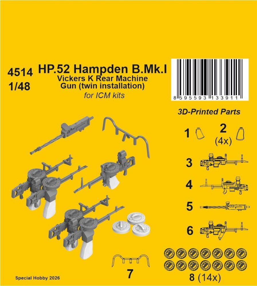 1/48 HP.52 Hampden B.Mk.I Vickers K Rear MG twin