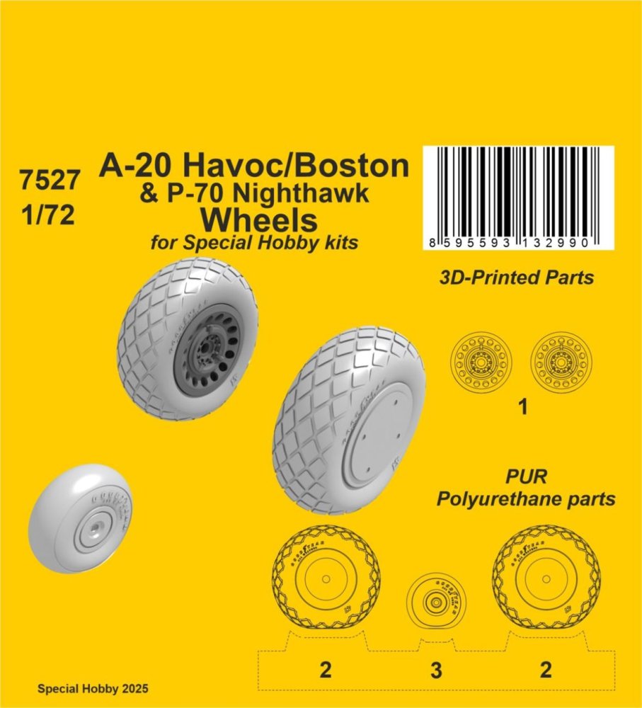 1/72 A-20 Havoc/Boston/ P-70 Nighthawk Wheels