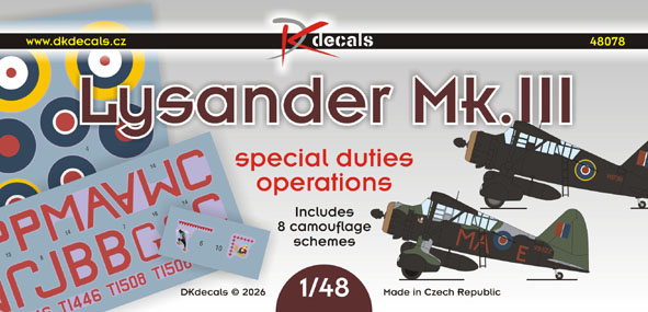 1/48 Lysander Mk.III Spec.Duties Oper. (8x camo)