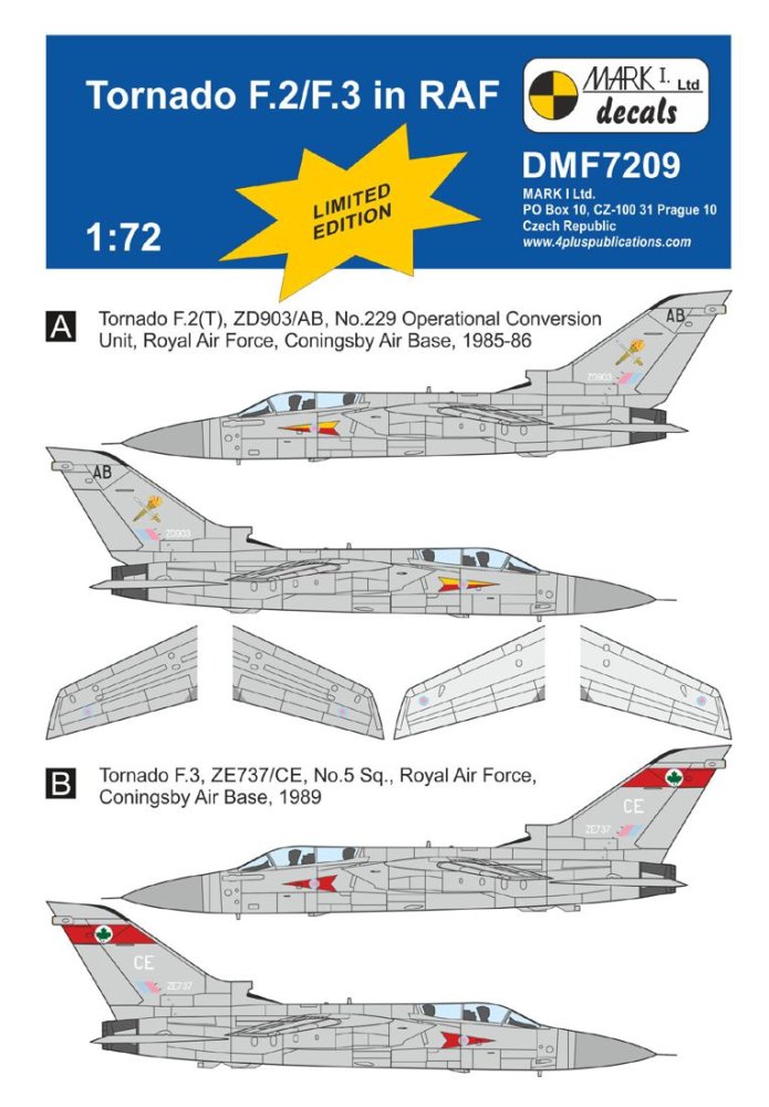 1/72 Decals Tornado F.2/F.3 RAF (AIRF/HAS/ITA)