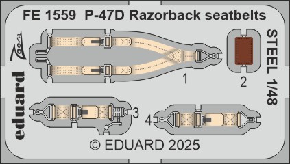 1/48 P-47D Razorback seatbelts STEEL (MINA)