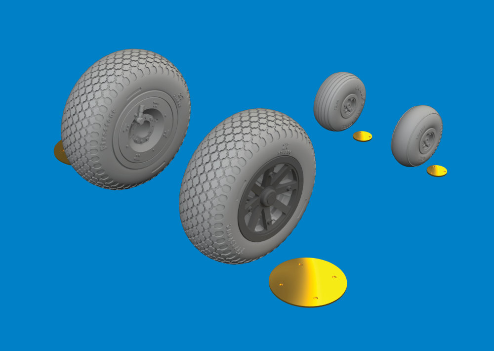 BRASSIN 1/48 P-40N wheels cross tread (EDU)