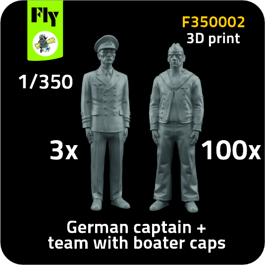 1/350 3x Captain & 100x Sailors w/ boater caps