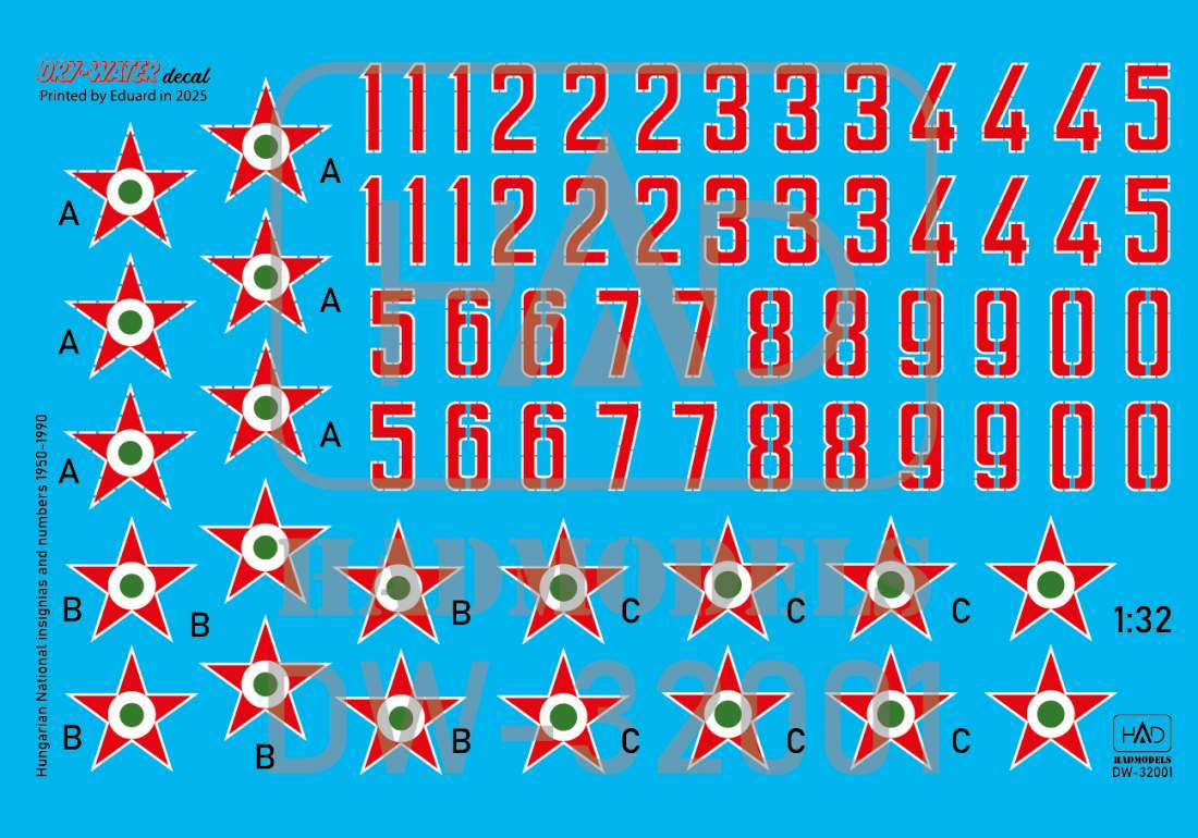 1/32 Decal Hungarian Nat.Insignias&Numbers 1950-90