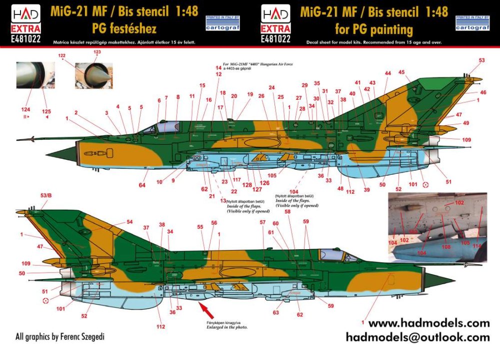 1/48 Decal MiG-21 MF/Bis Hungarian stencils