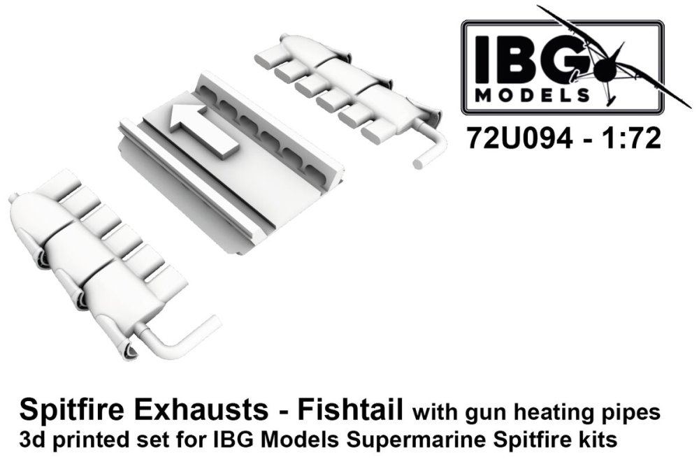 1/72 Spitfire Exhausts Fishtail w/ gun heat.pipes