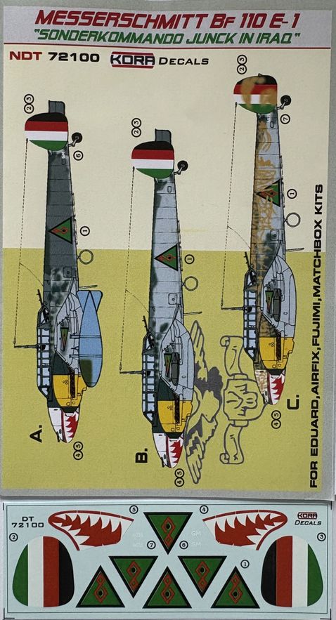 1/72 Decals Bf 110E-1 Sonderkommando Junck in Iraq