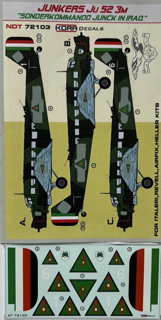 1/72 Decals Ju 52 3M Sonderkommando Junck in Iraq