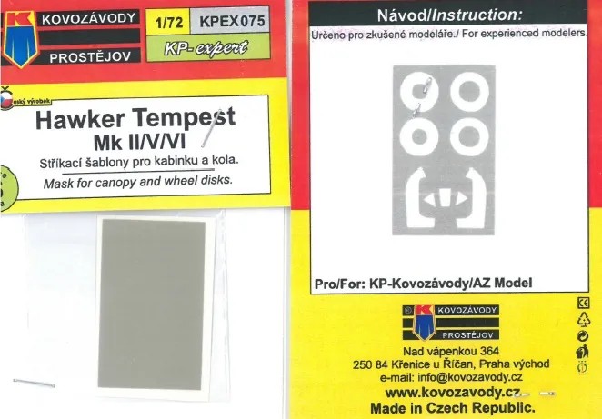 1/72 Canopy&wheel mask Tempest Mk.II/V/VI