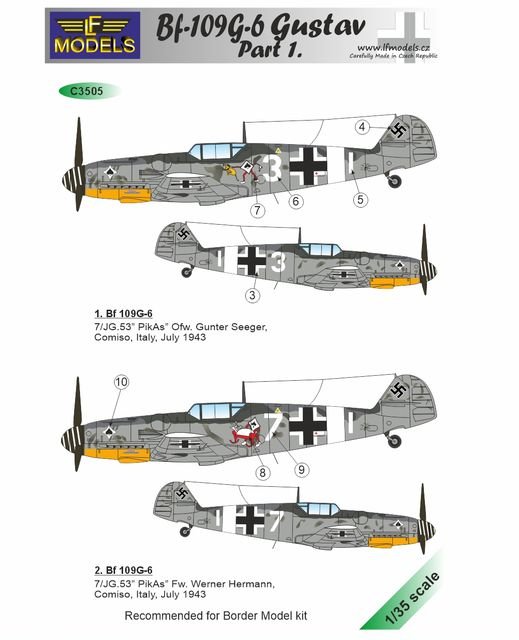 1/35 Decals Bf-109G-6 Gustav part I. (BORDER)