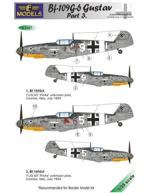 1/35 Decals Bf-109G-6 Gustav part III. (BORDER)