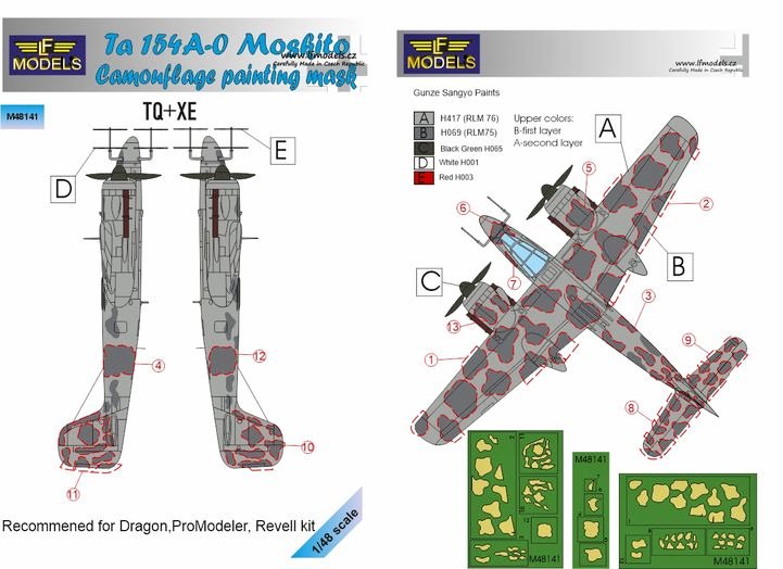 1/48 Mask Ta 154A-0 Moskito camouflage painting