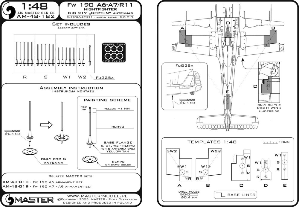 1/48 Fw190 A6-A7/R11 Nightfighter FuG217 antennas