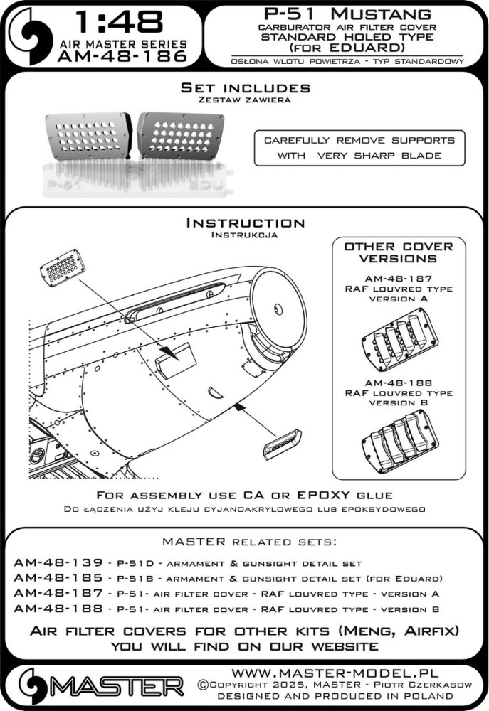 1/48 P-51 Mustang carbur.air filter cover std.type