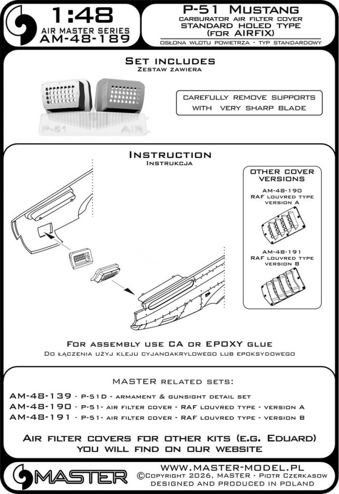 1/48 P-51 Mustang carbur.air filter cover standard