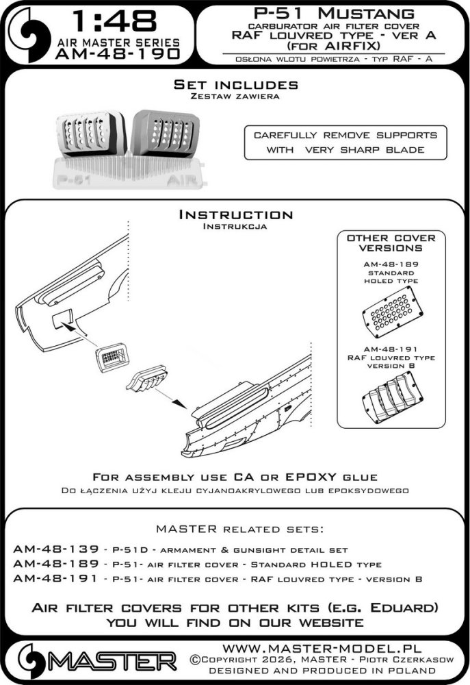 1/48 P-51 Mustang car.air filter cover RAF louvr.A